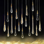 Modern LED Pendant Light Fixture Teardrop Gold Finish Adjustable Height — Image 9