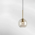 Modern Glass Pendant Light Fixture Brass Finish Globe Design — Image 11