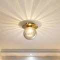 Modern Brass Ceiling Light Fixture Glass Globe Flush Mount Elegant Design — Main Image