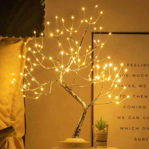 LED Bonsai Tree Light Silver Tabletop Lamp Warm White Fairy Lights — Image 2