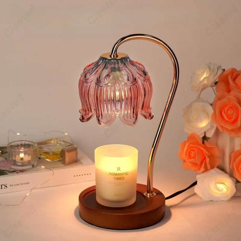 Vintage Glass Shade Table Lamp Brass Finish Art Deco Style Multicolor — Image 11