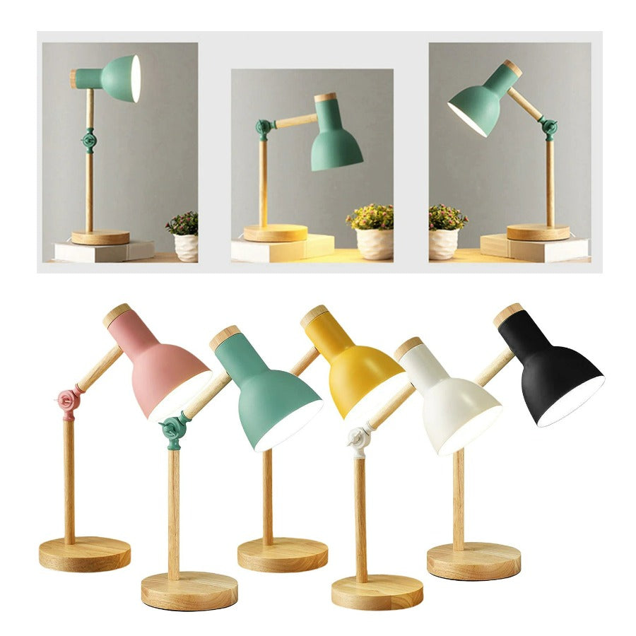 Modern Wooden Desk Lamp Adjustable LED Reading Light Rotatable Arm Home Office — Image 11