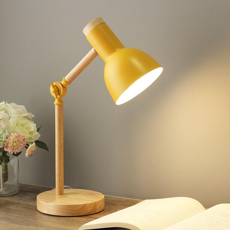 Modern Wooden Desk Lamp Adjustable LED Reading Light Rotatable Arm Home Office — Image 4