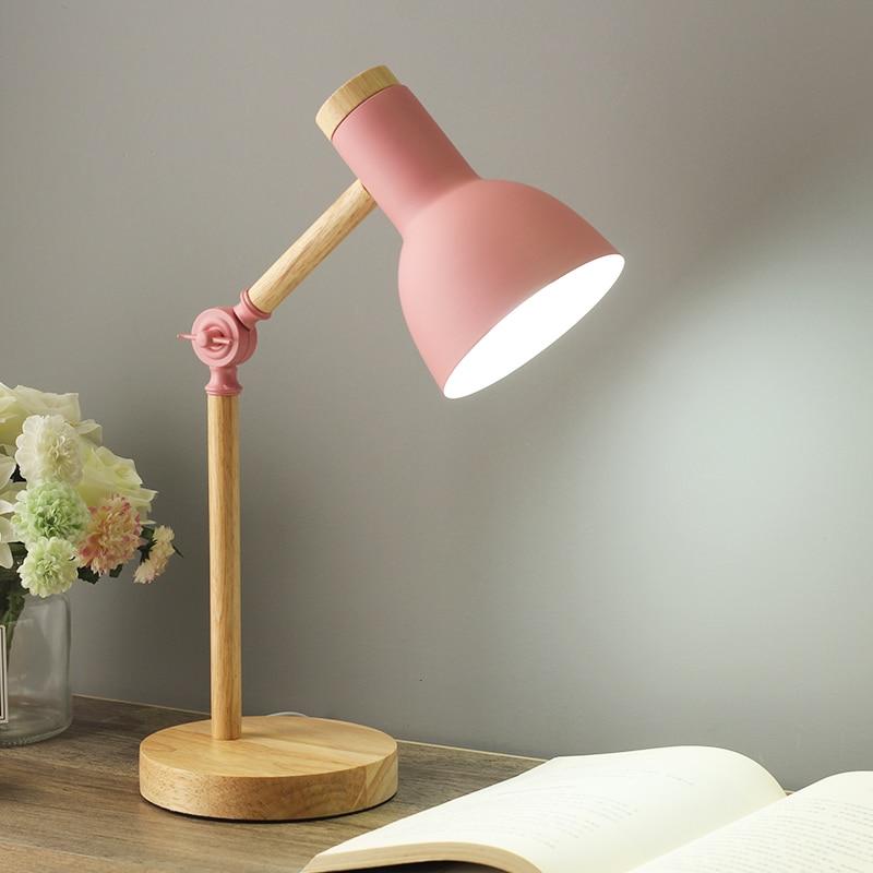 Modern Wooden Desk Lamp Adjustable LED Reading Light Rotatable Arm Home Office — Image 7