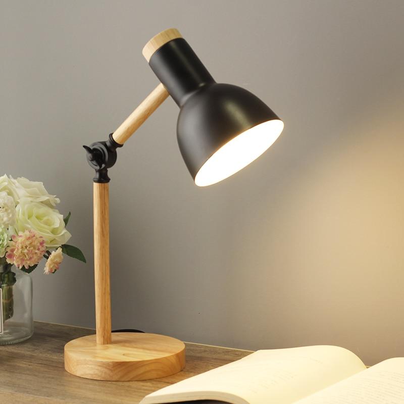 Modern Wooden Desk Lamp Adjustable LED Reading Light Rotatable Arm Home Office — Image 9