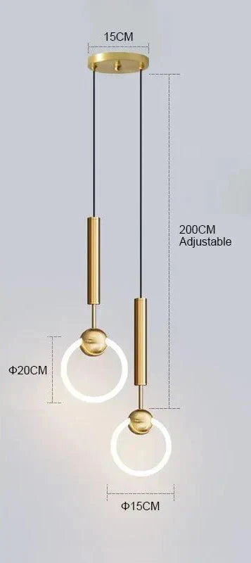 Contemporary LED Pendant Light Fixture Adjustable Hanging Ceiling Lamp Gold Metal — Image 17
