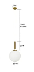 Modern Pendant Light Fixture Glass Globe Adjustable Hanging Lamp Black Gold — Image 3