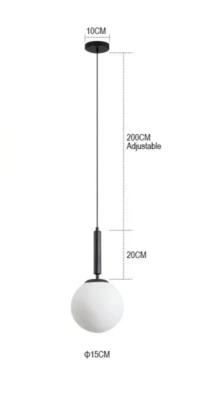 Modern Pendant Light Fixture Glass Globe Adjustable Hanging Lamp Black Gold — Image 7