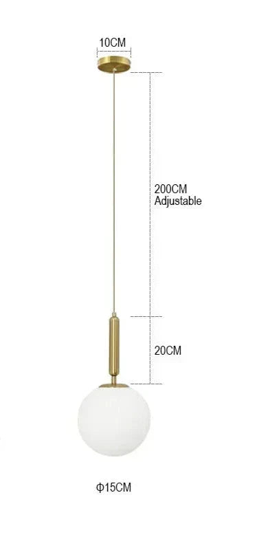 Modern Pendant Light Fixture Glass Globe Adjustable Hanging Lamp Black Gold — Image 8