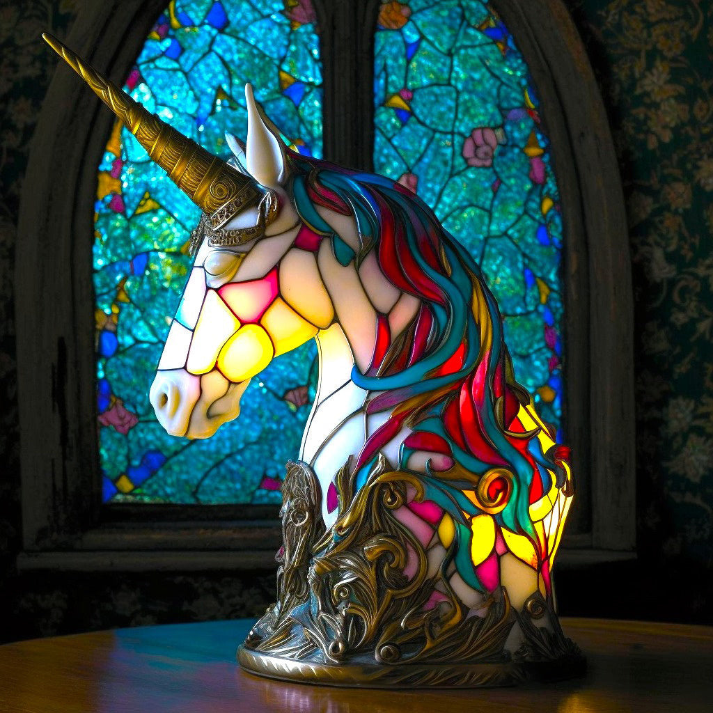 Artistic Stained Glass Animal Lamp Multicolor Handcrafted Home Decor Night Light — Main Image