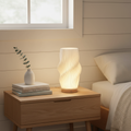 Elegant Wave Design Table Lamp - White Ceramic, Ambient Lighting, 12-inch — Main Image
