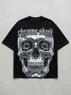 Chrome Skull Oversized T-Shirt - Front view