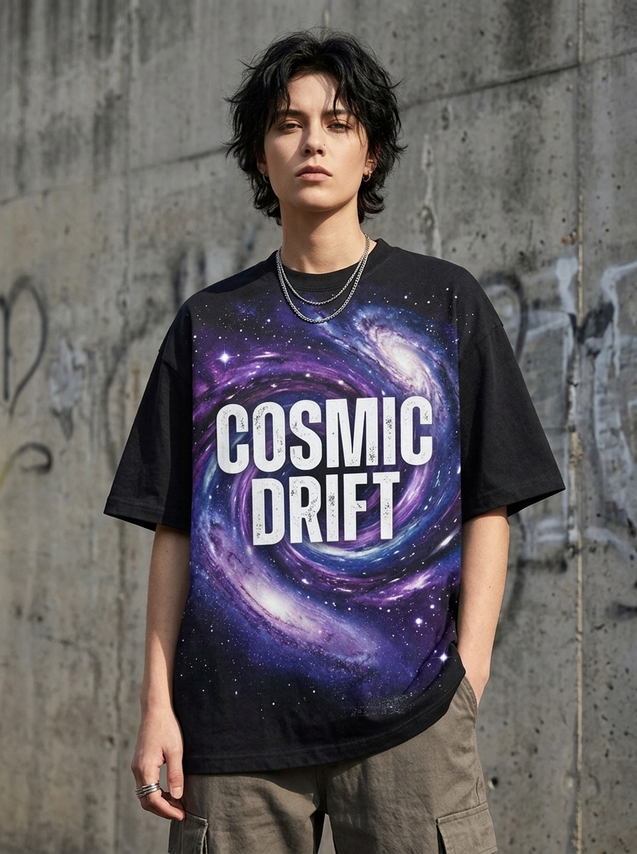 Cosmic Drift Oversized T-Shirt - Worn