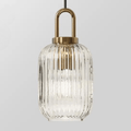Modern Glass Pendant Light Fixture with Brass Finish for Dining Room or Kitchen — Image 6