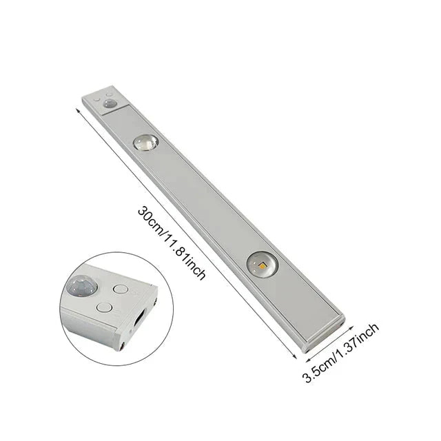 Rechargeable Motion Sensor LED Light Bar Silver Aluminum 20cm-40cm — Image 11