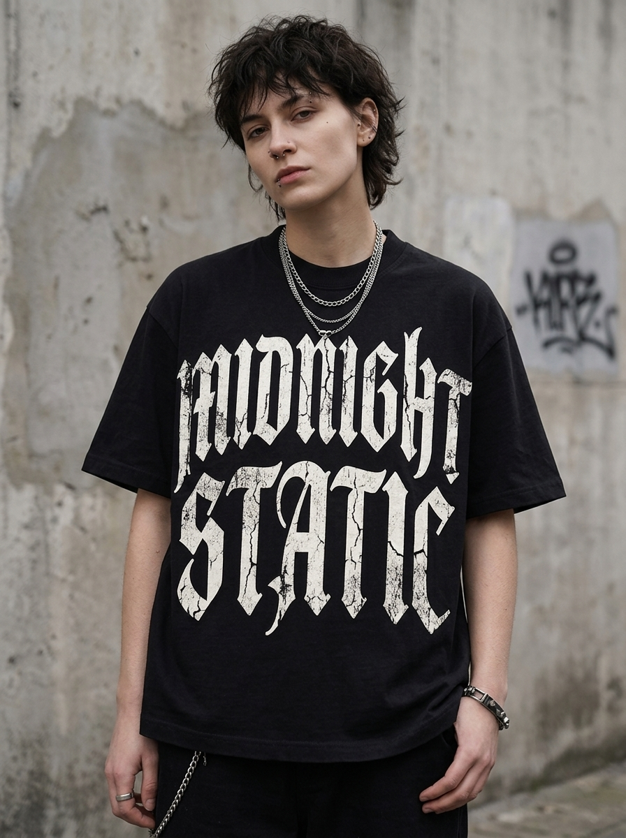 Midnight Static Oversized T-Shirt - Worn