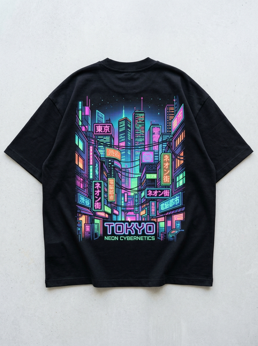 Neon Tokyo Oversized T-Shirt - Back view