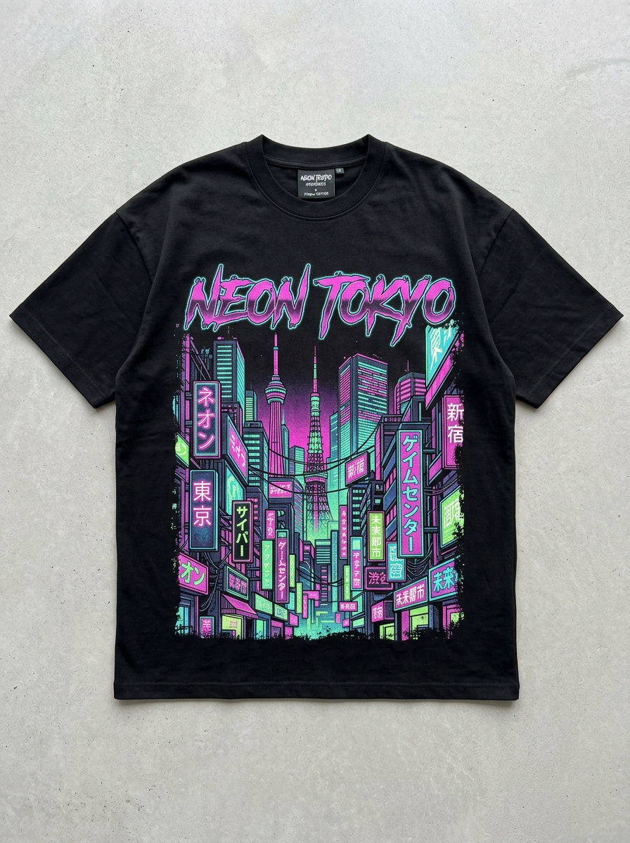 Neon Tokyo Oversized T-Shirt - Front view