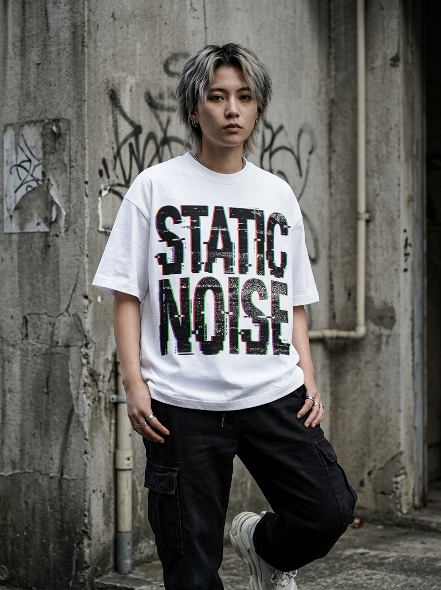 Static Noise Oversized T-Shirt - Worn