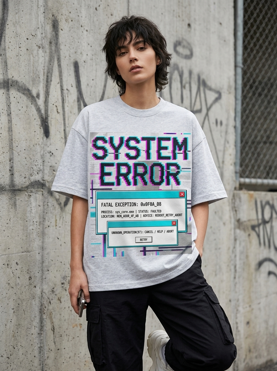 System Error Oversized T-Shirt - Worn